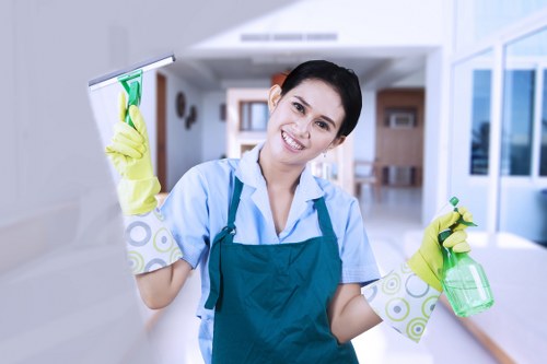 Local cleaning team working in a Waterloo apartment before move-in