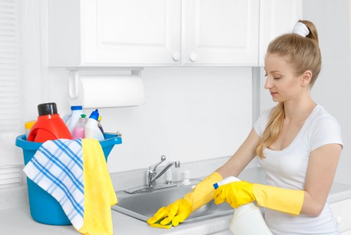 Cleaner Waterloo staff member wearing PPE during a cleaning service